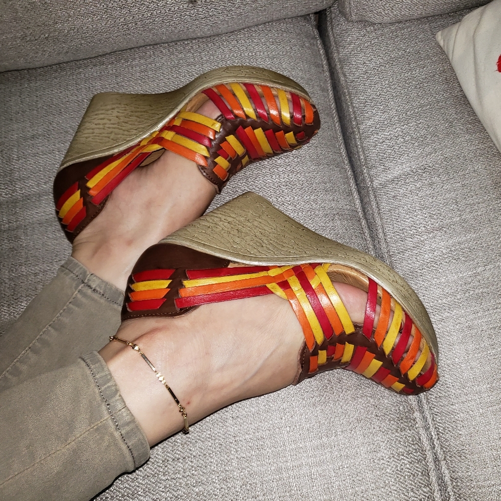 Leather mexican wedges